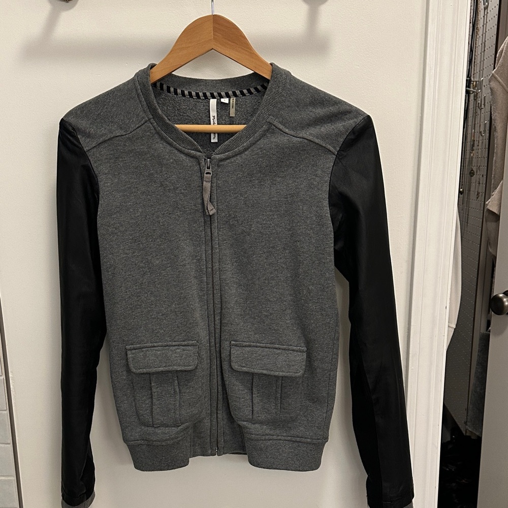 Michael Stars Gray and Black Bomber Jacket